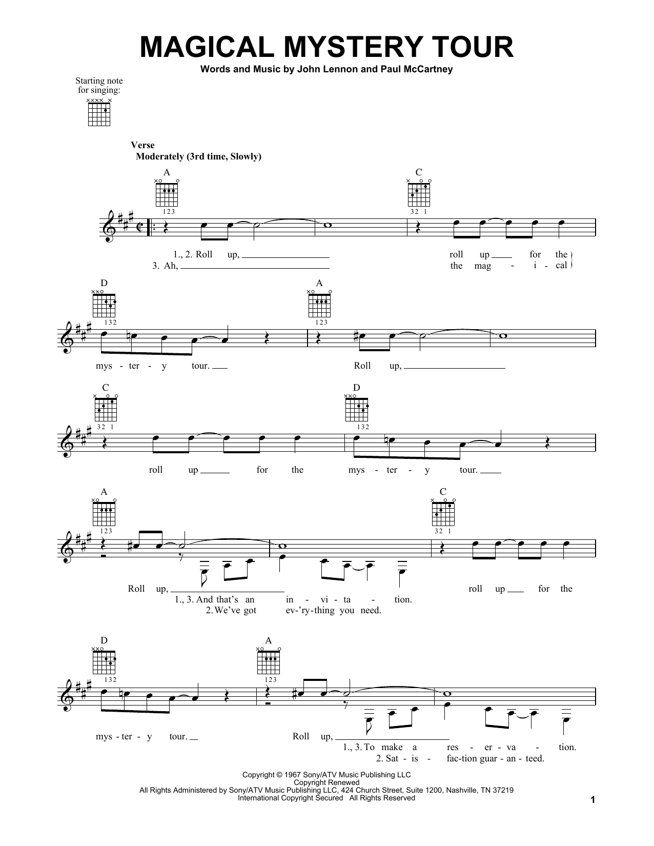 The Beatles Magical Mystery Tour sheet music notes and chords. Download Printable PDF.