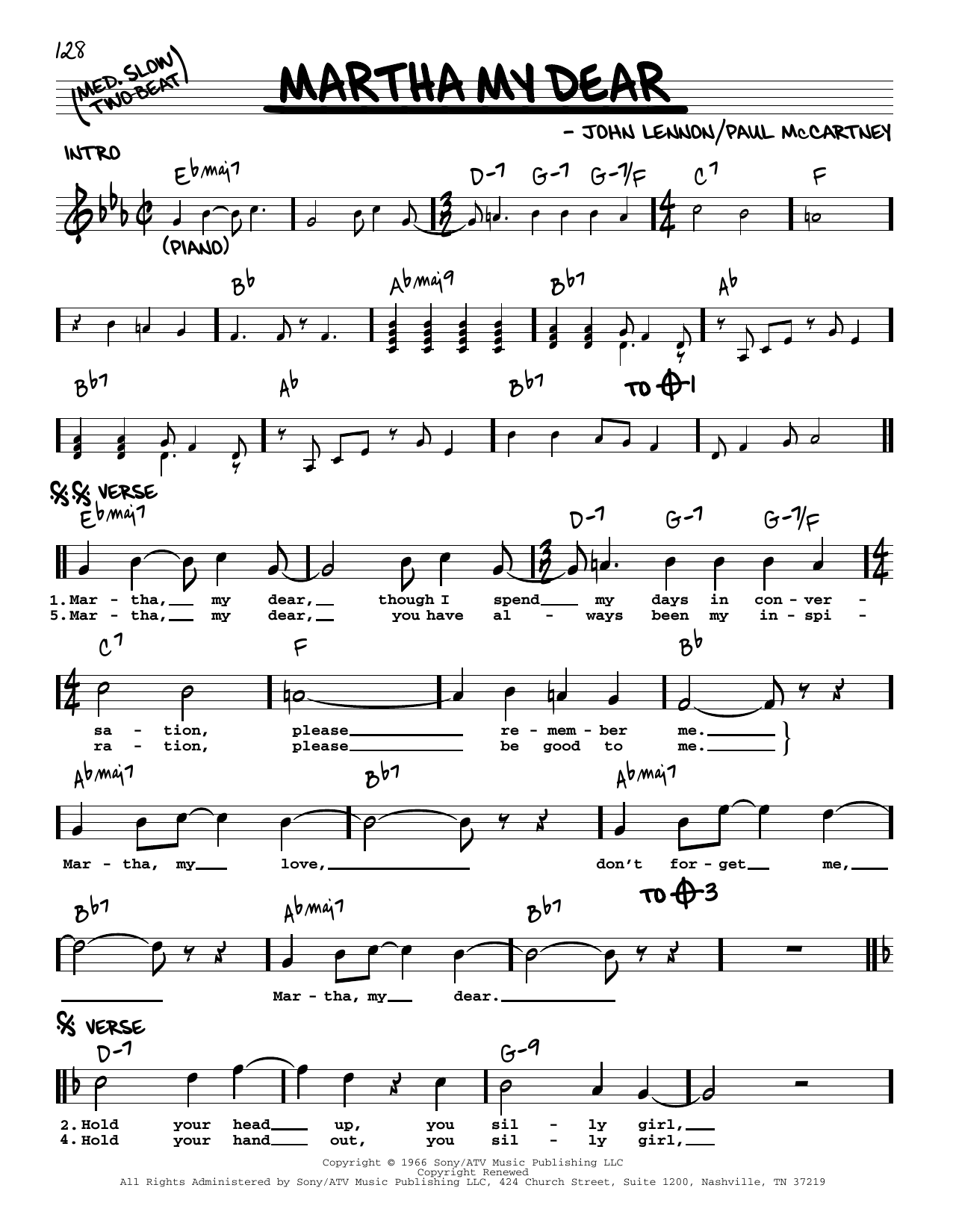 The Beatles Martha My Dear [Jazz version] sheet music notes and chords. Download Printable PDF.