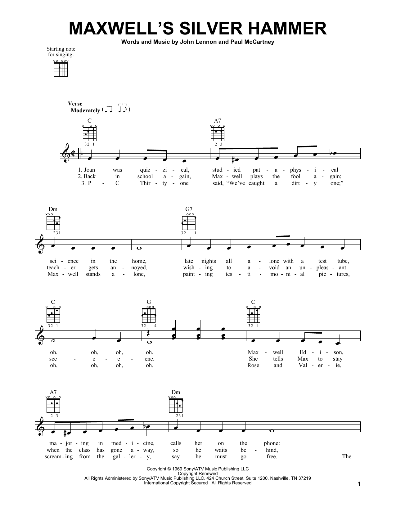 The Beatles Maxwell's Silver Hammer sheet music notes and chords. Download Printable PDF.