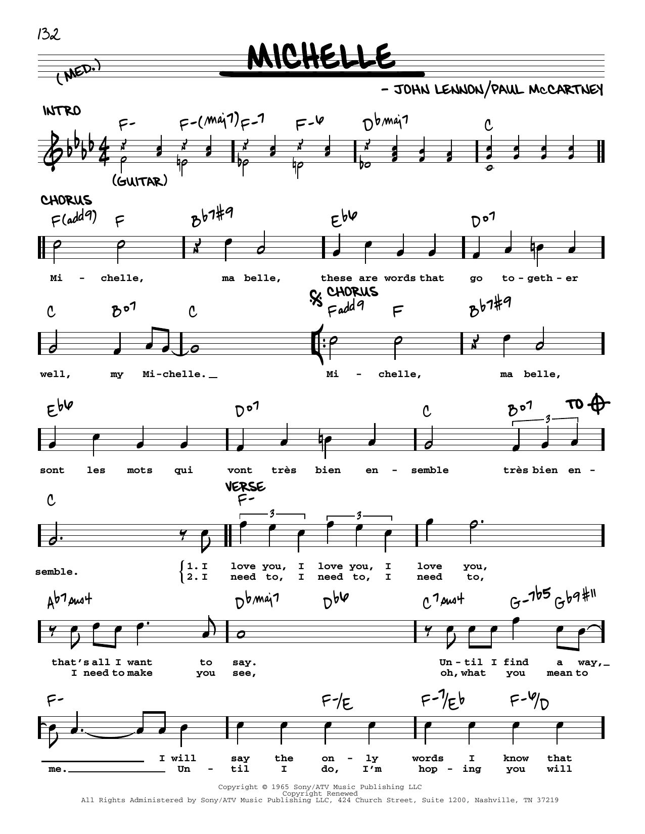 The Beatles Michelle [Jazz version] sheet music notes and chords. Download Printable PDF.