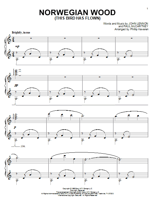 The Beatles Norwegian Wood (This Bird Has Flown) sheet music notes and chords. Download Printable PDF.