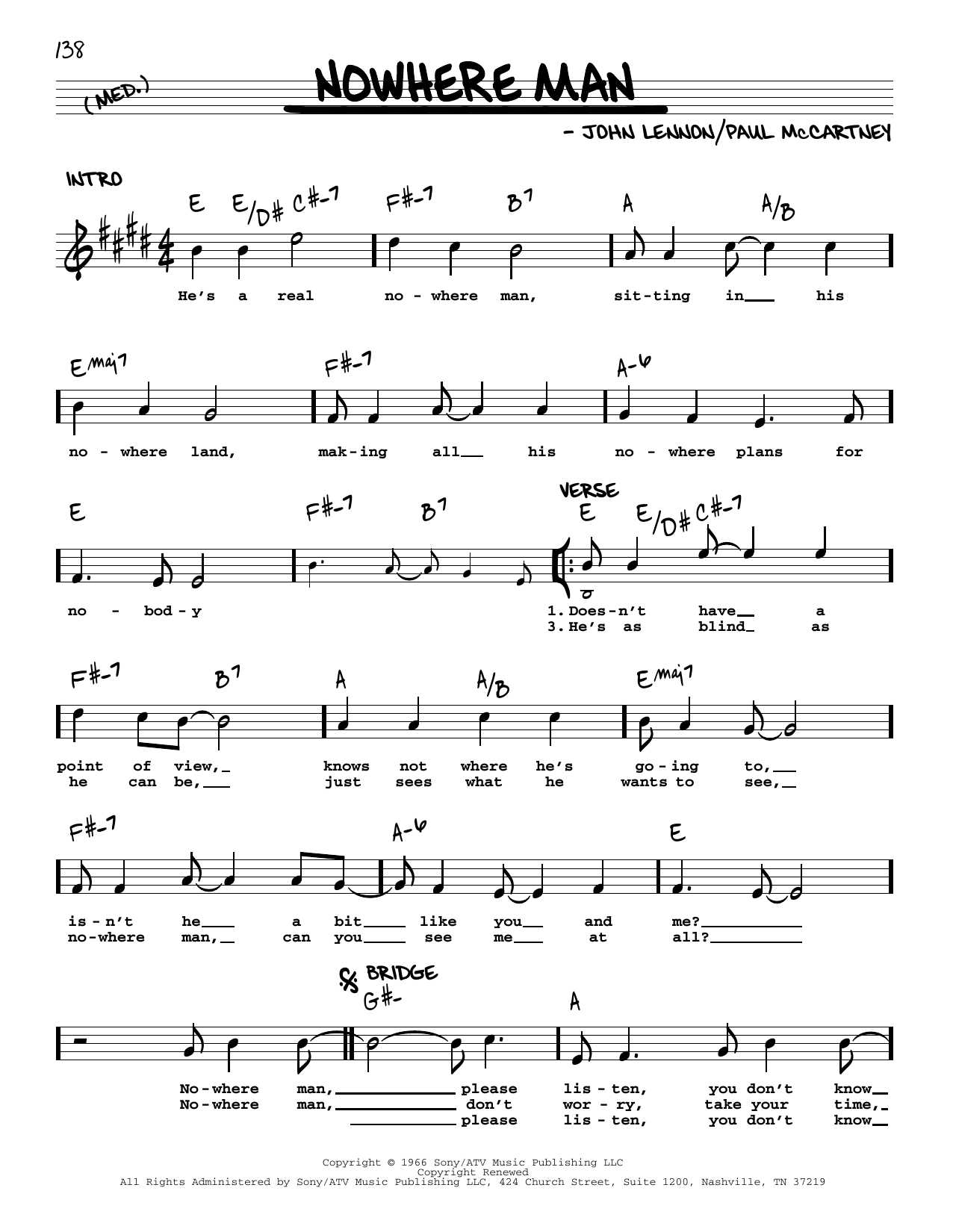 The Beatles Nowhere Man (jazz version) sheet music notes and chords. Download Printable PDF.