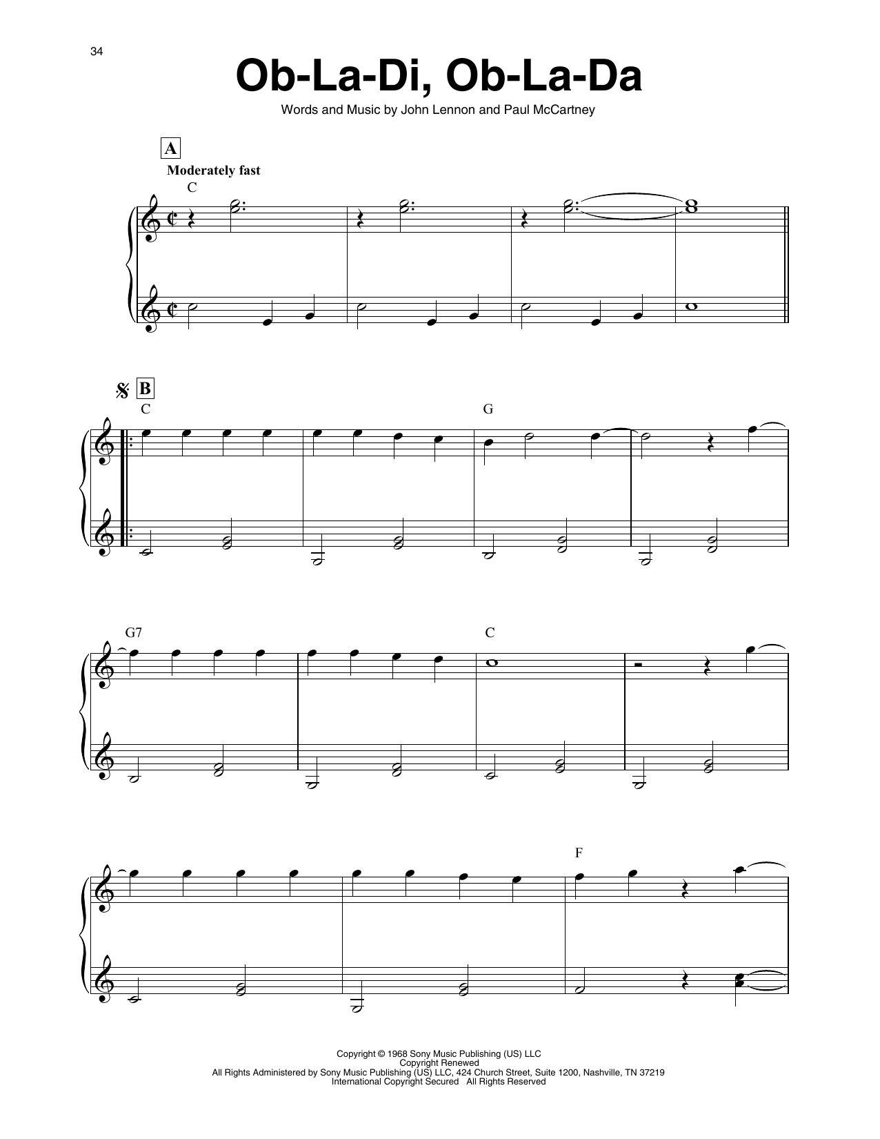 The Beatles Ob-La-Di, Ob-La-Da (arr. Maeve Gilchrist) sheet music notes and chords. Download Printable PDF.