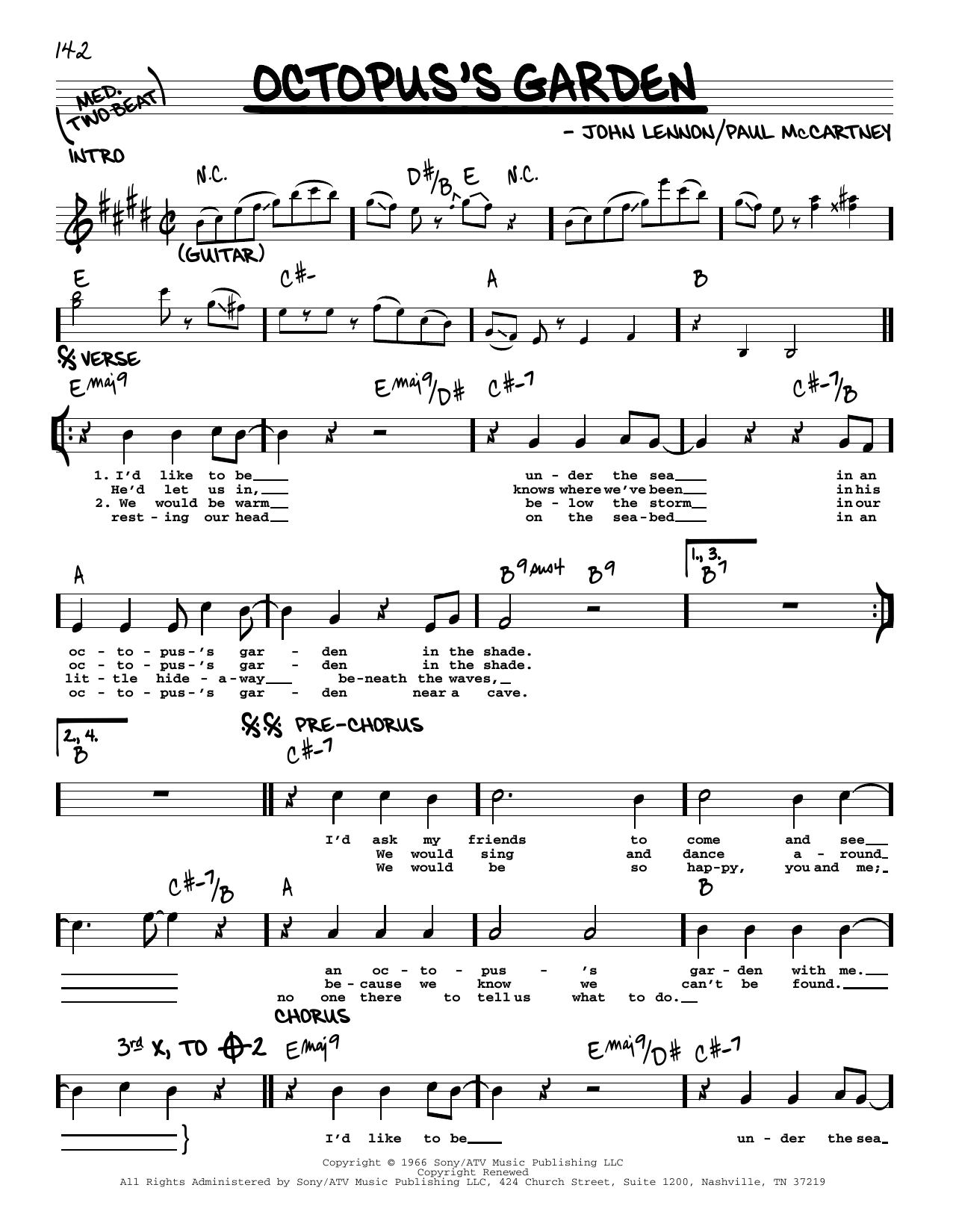 The Beatles Octopus's Garden [Jazz version] sheet music notes and chords. Download Printable PDF.