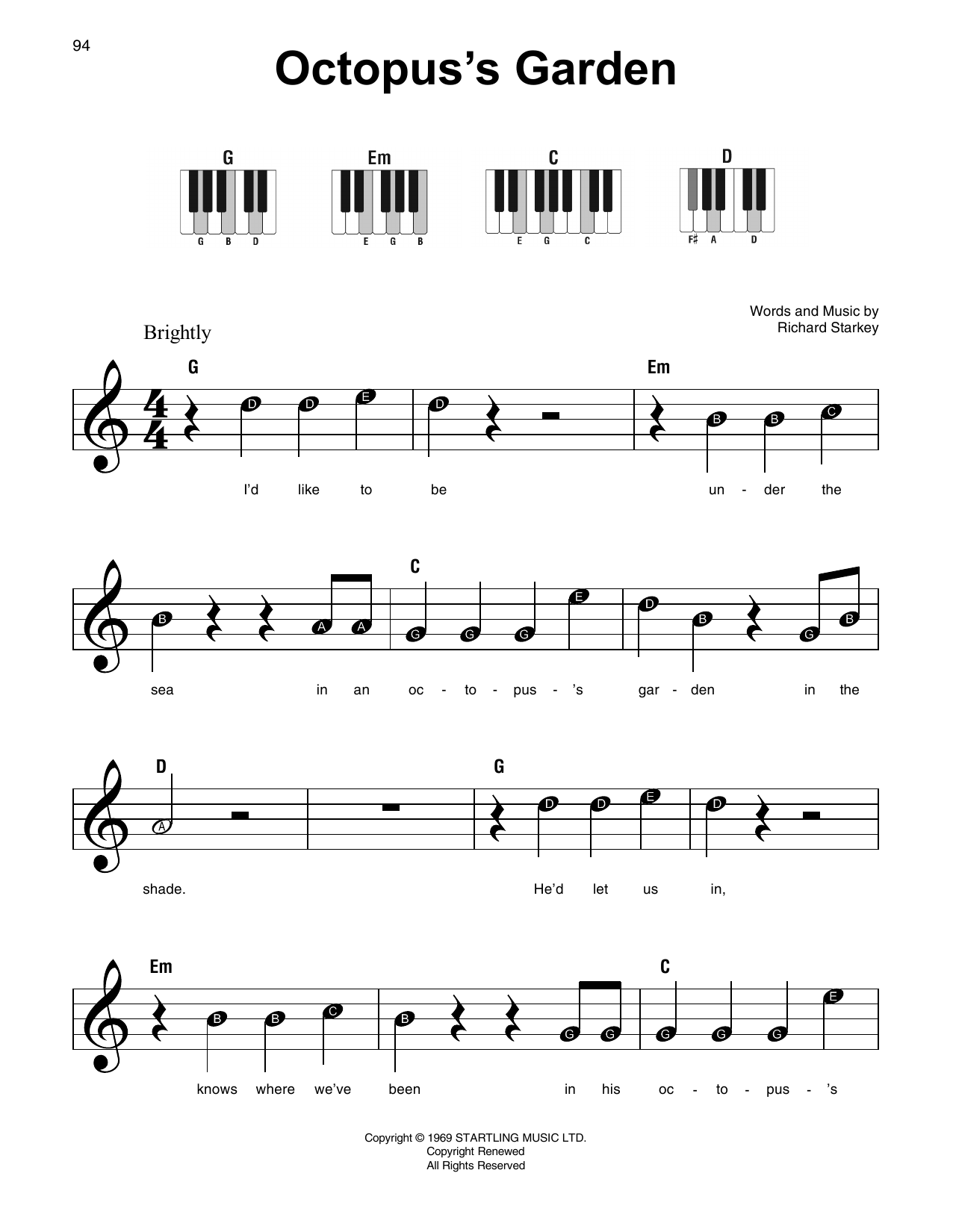 The Beatles Octopus's Garden sheet music notes and chords. Download Printable PDF.