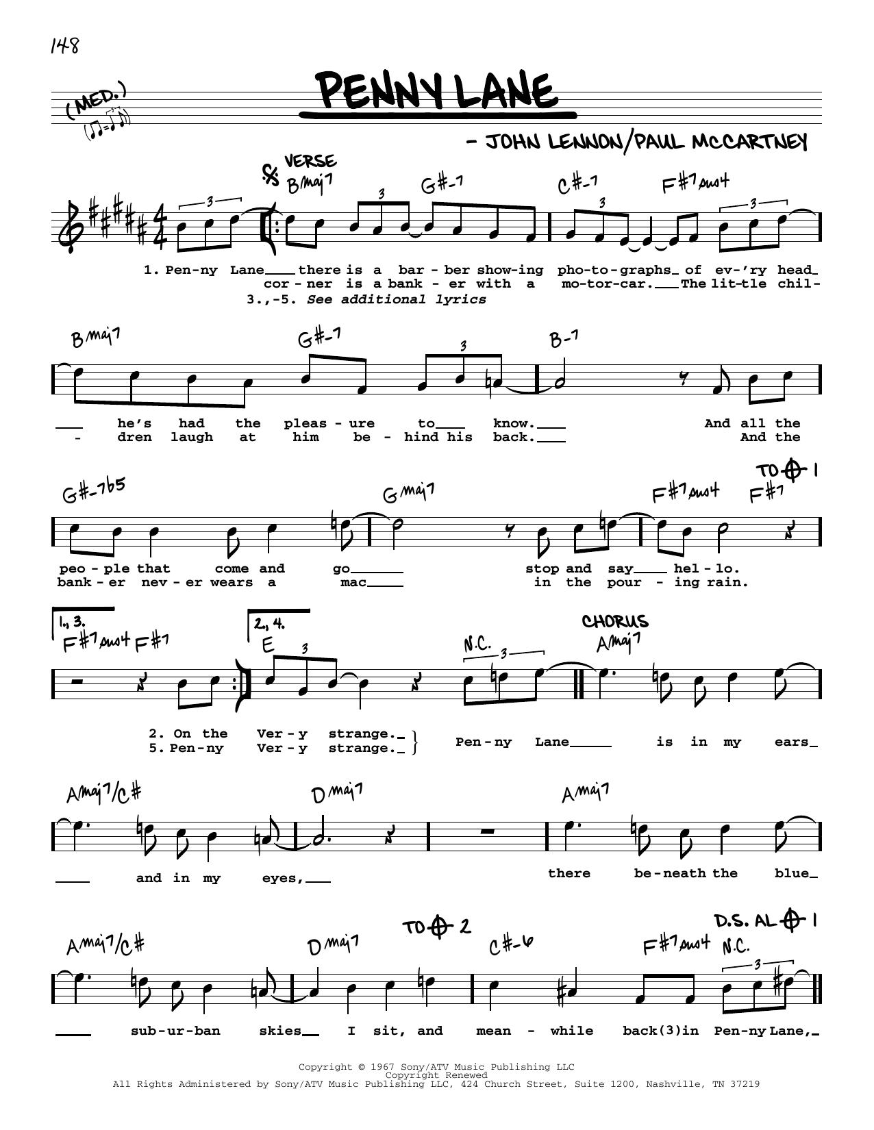 The Beatles Penny Lane [Jazz version] sheet music notes and chords. Download Printable PDF.