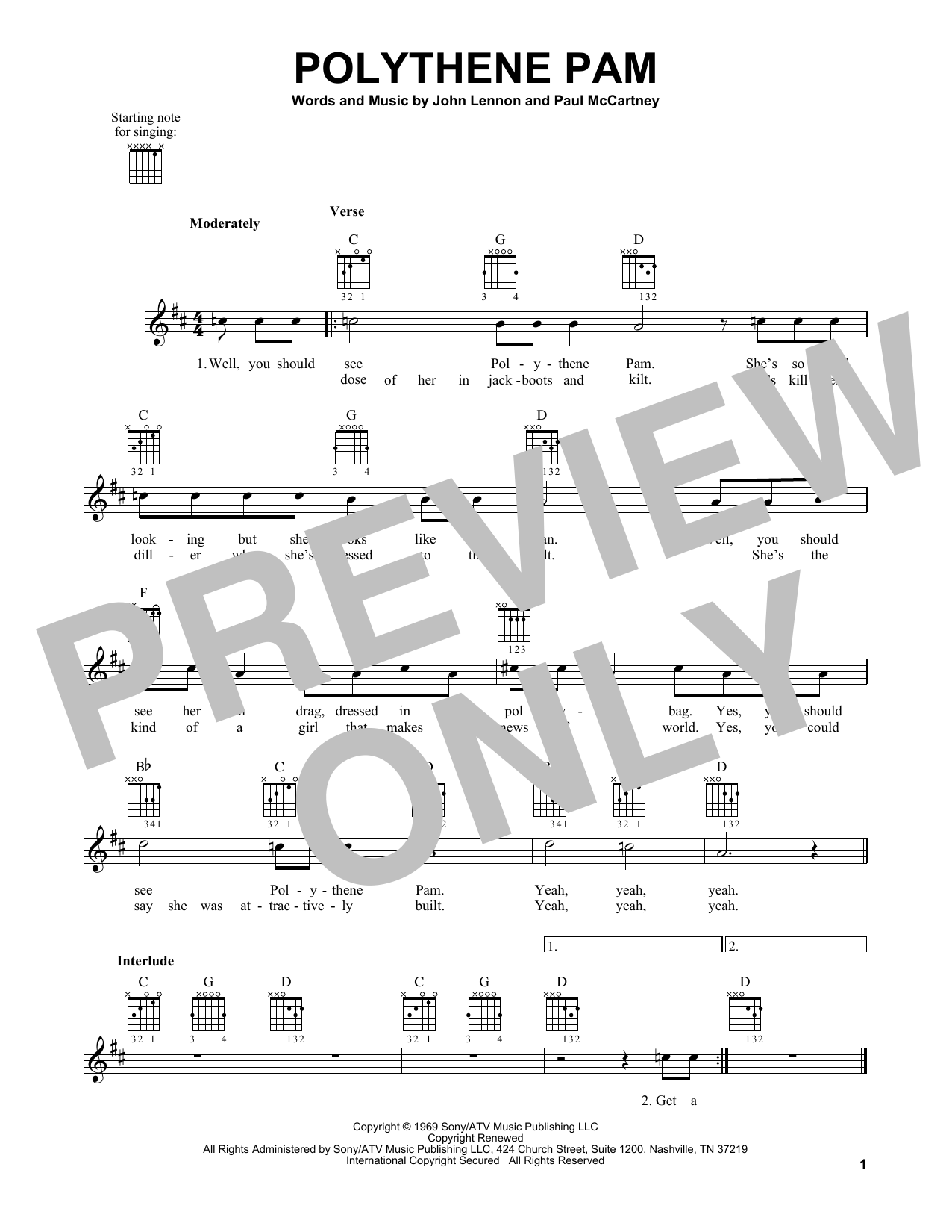 The Beatles Polythene Pam sheet music notes and chords. Download Printable PDF.