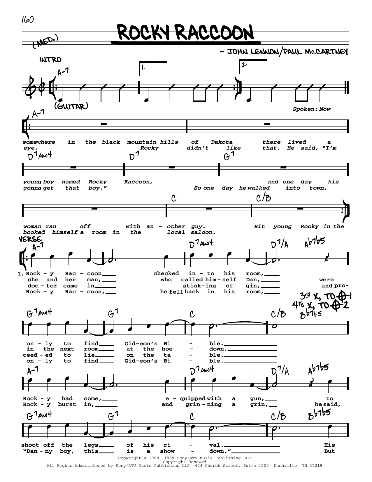 The Beatles Rocky Raccoon [Jazz version] sheet music notes and chords arranged for Real Book – Melody, Lyrics & Chords