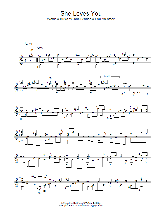 The Beatles She Loves You sheet music notes and chords arranged for Piano, Vocal & Guitar Chords