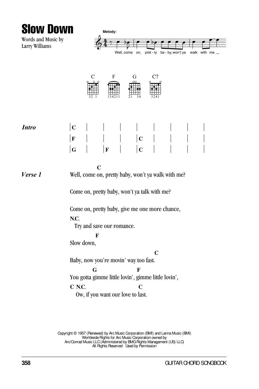 The Beatles Slow Down sheet music notes and chords. Download Printable PDF.