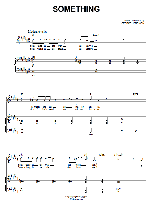 Learn to play The Beatles Something sheet music for Piano & Vocal in minutes. Price: 7.8900$ The Beatles Something sheet music notes and chords arranged for Piano & Vocal