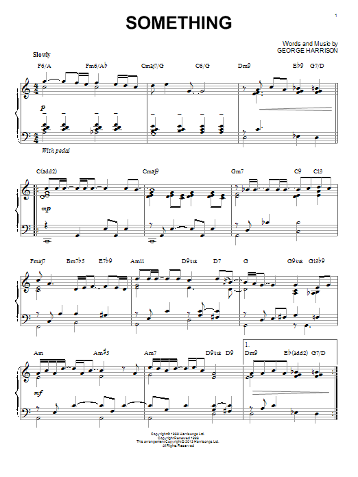 The Beatles Something [Jazz version] (arr. Brent Edstrom) sheet music notes and chords arranged for Piano Solo