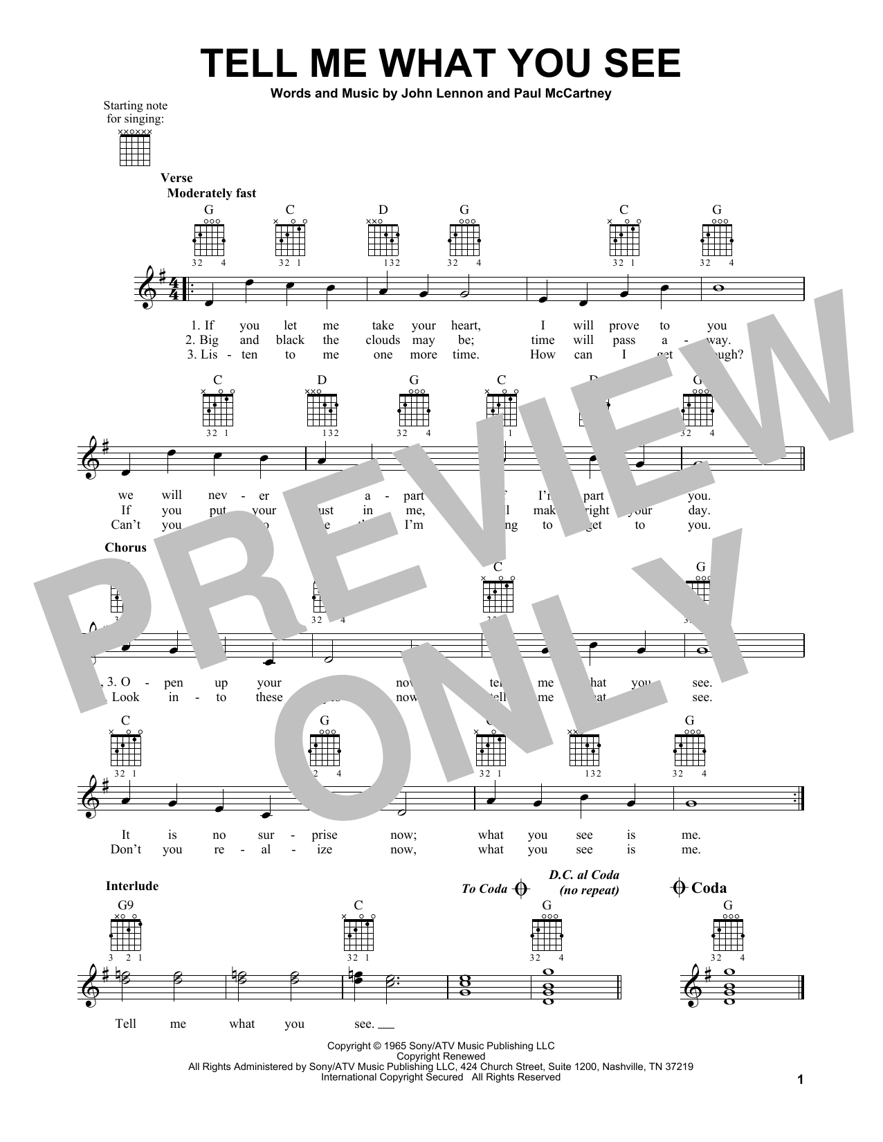 The Beatles Tell Me What You See sheet music notes and chords. Download Printable PDF.