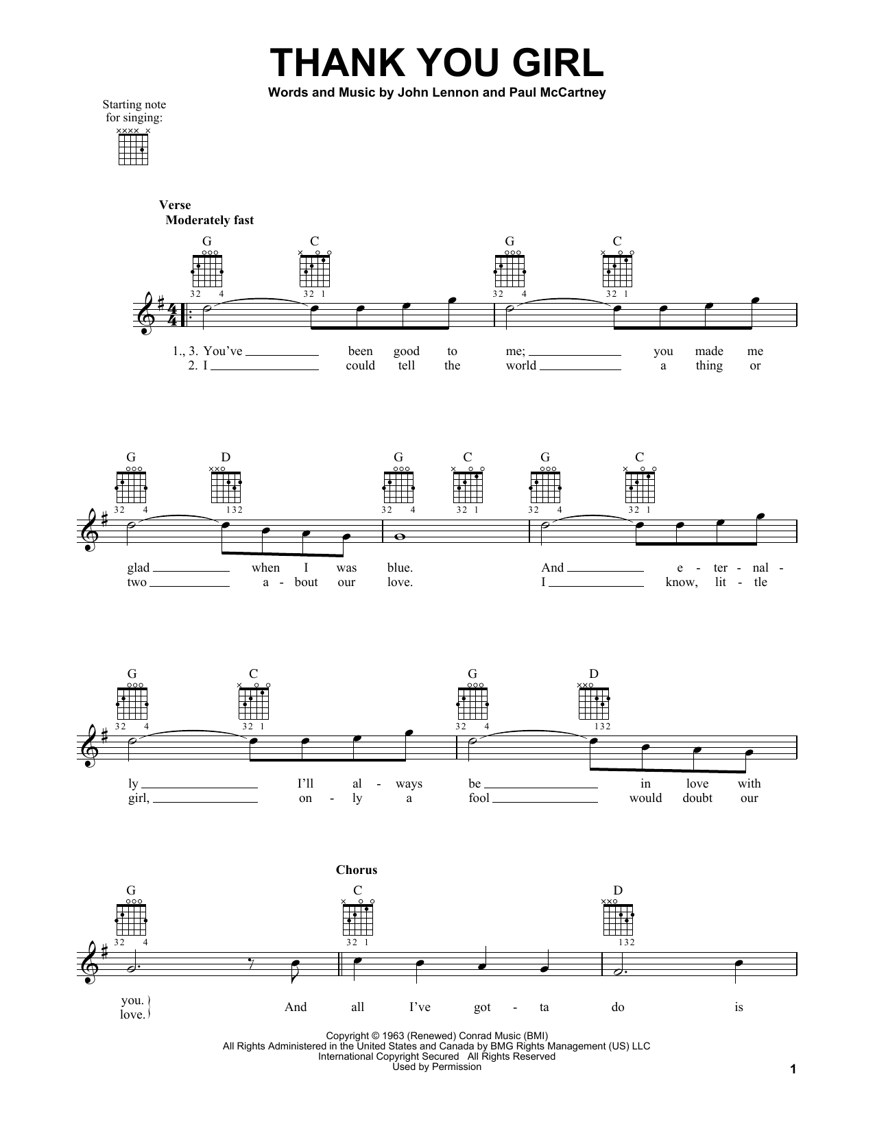 The Beatles Thank You Girl sheet music notes and chords. Download Printable PDF.