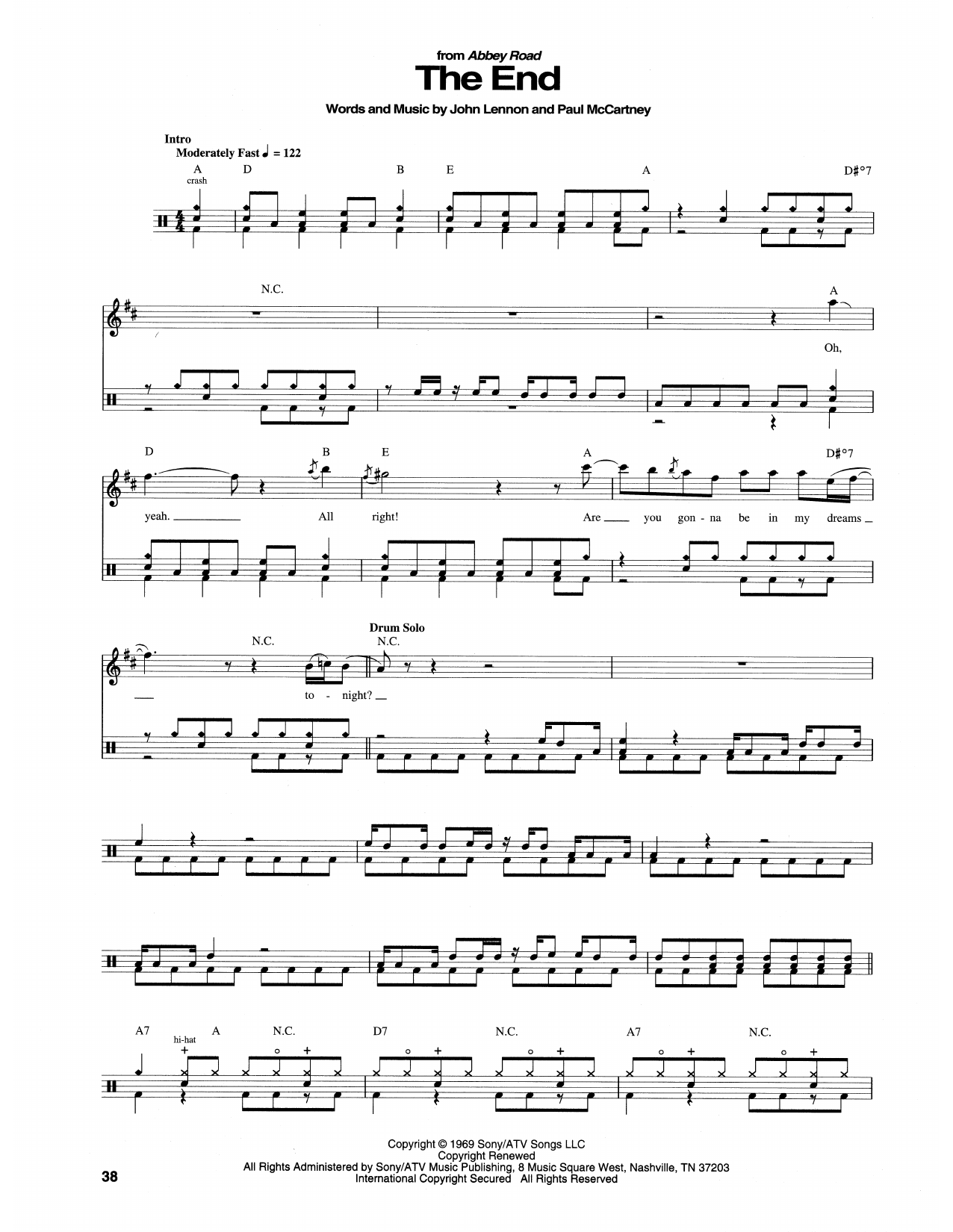 The Beatles The End sheet music notes and chords. Download Printable PDF.