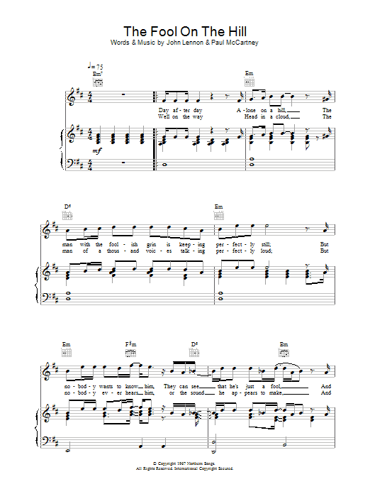 The Beatles The Fool On The Hill sheet music notes and chords. Download Printable PDF.