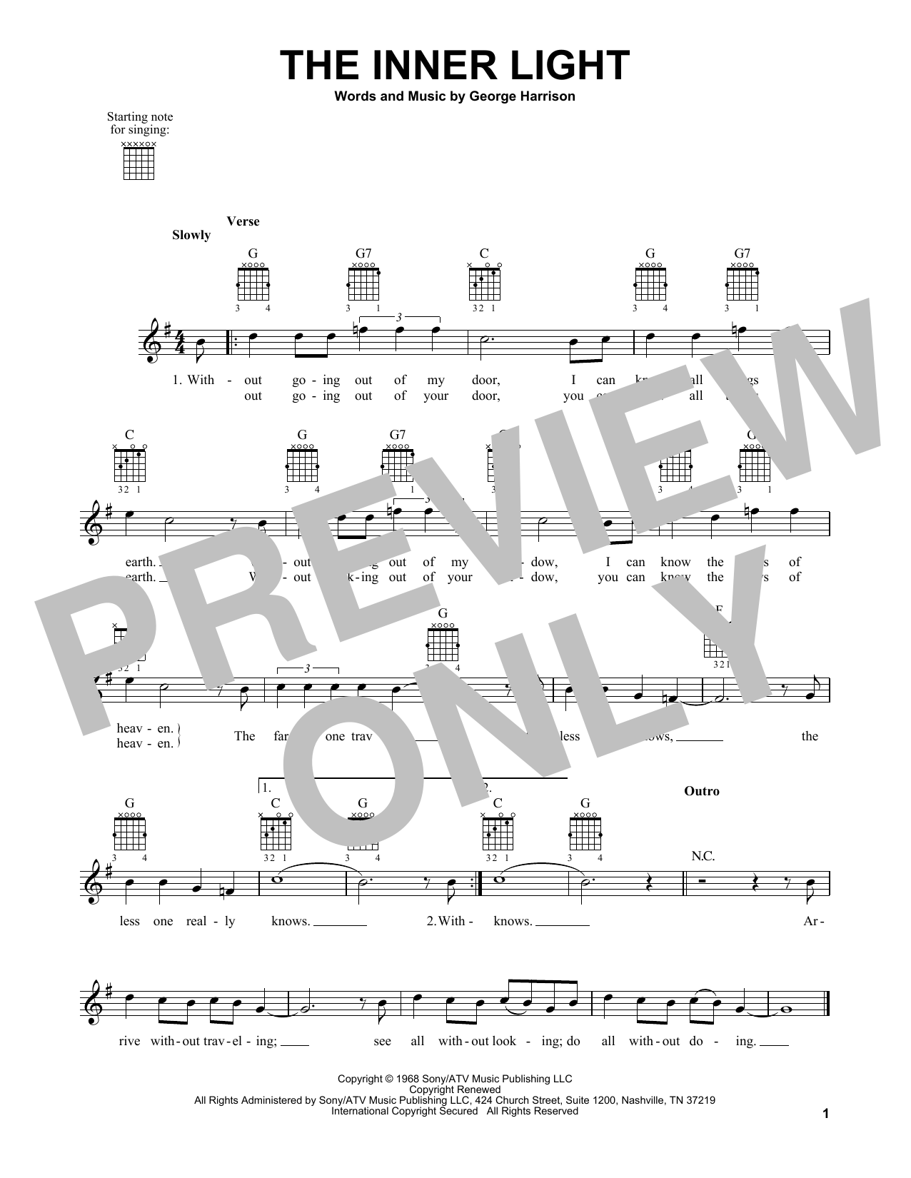 The Beatles The Inner Light sheet music notes and chords. Download Printable PDF.