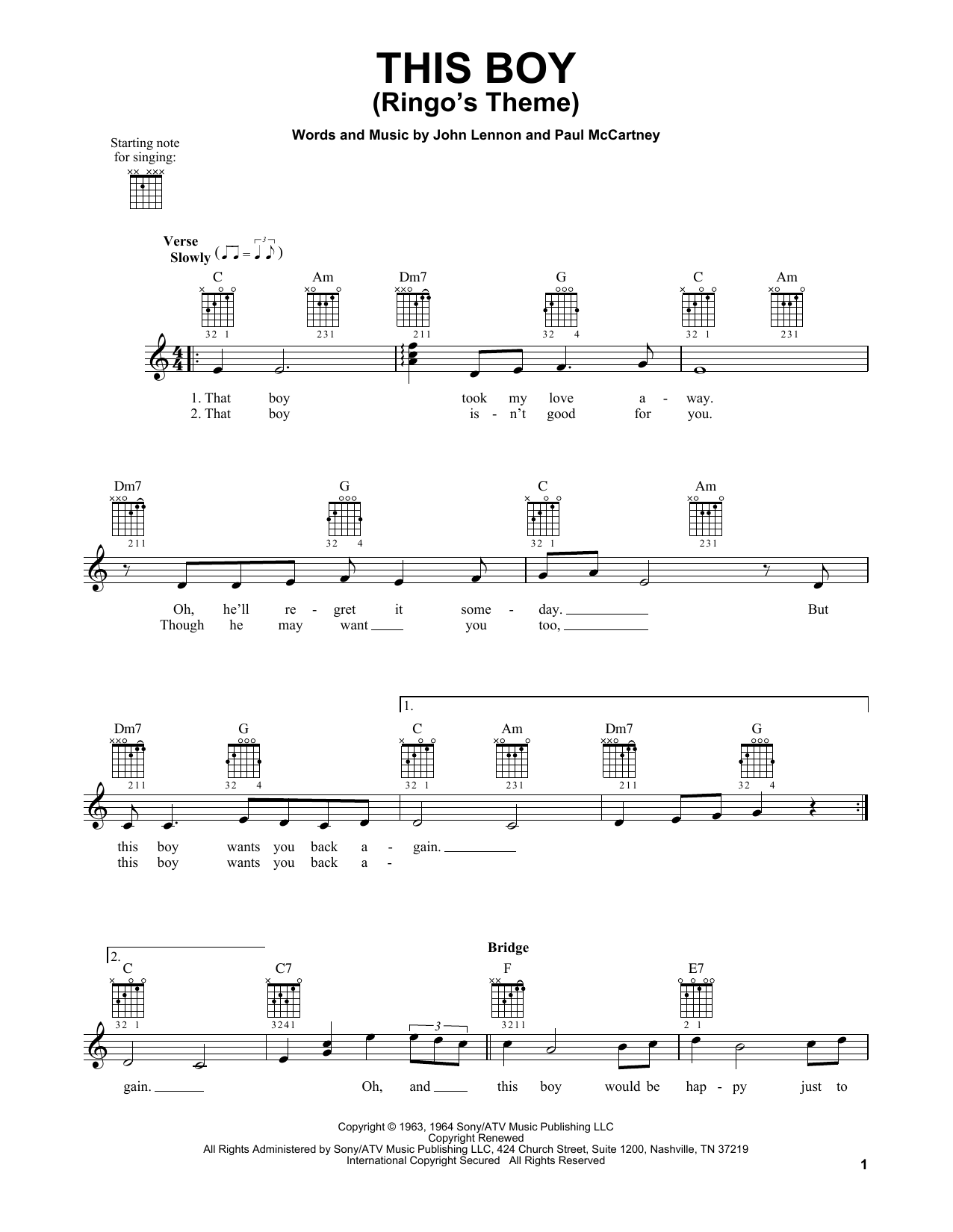 The Beatles This Boy (Ringo's Theme) sheet music notes and chords. Download Printable PDF.