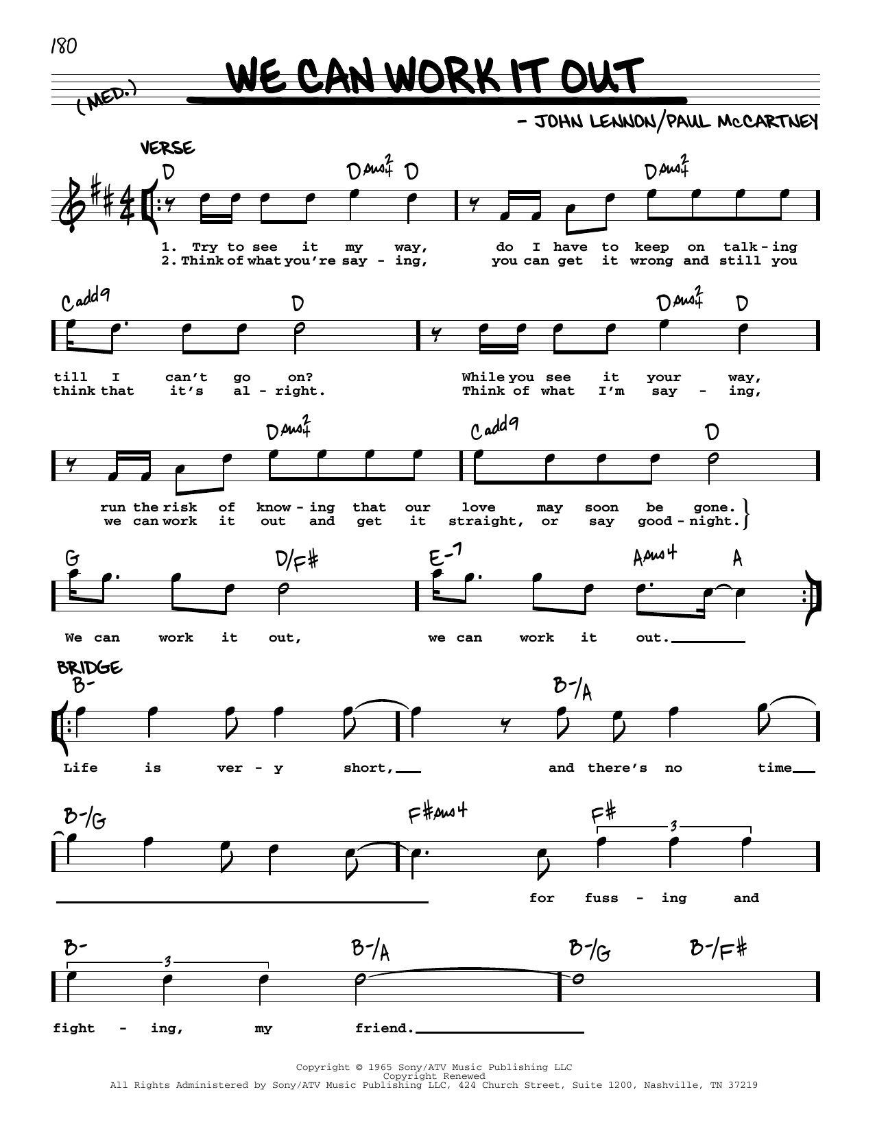 The Beatles We Can Work It Out [Jazz version] sheet music notes and chords. Download Printable PDF.