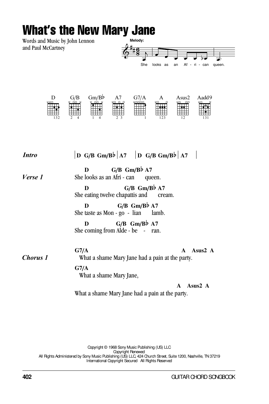 The Beatles What's The New Mary Jane sheet music notes and chords. Download Printable PDF.