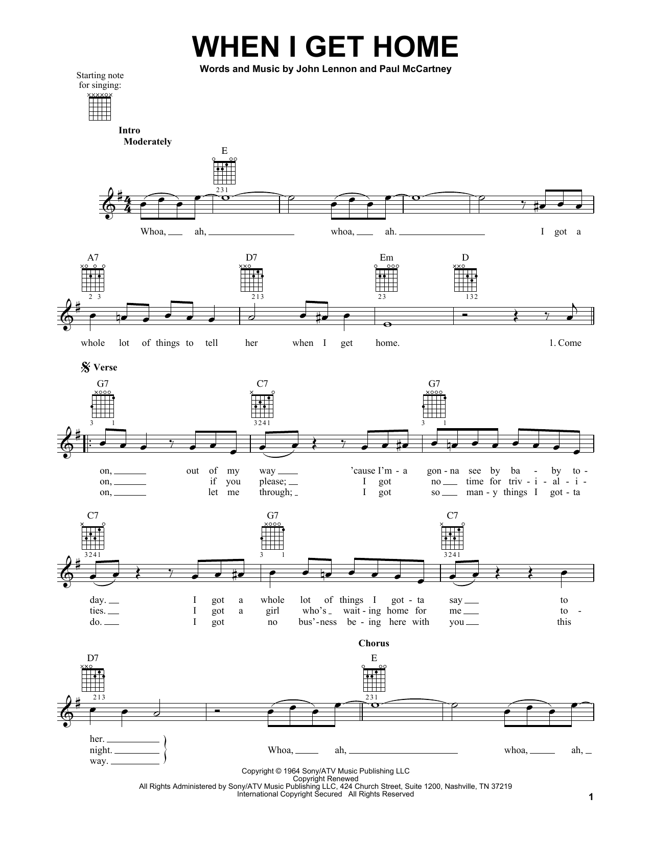 The Beatles When I Get Home sheet music notes and chords. Download Printable PDF.