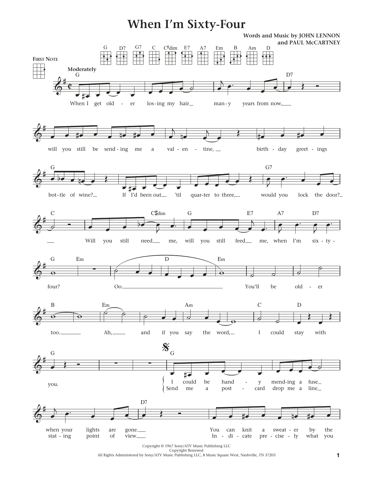 The Beatles When I'm Sixty-Four (from The Daily Ukulele) (arr. Liz and Jim Beloff) sheet music notes and chords. Download Printable PDF.