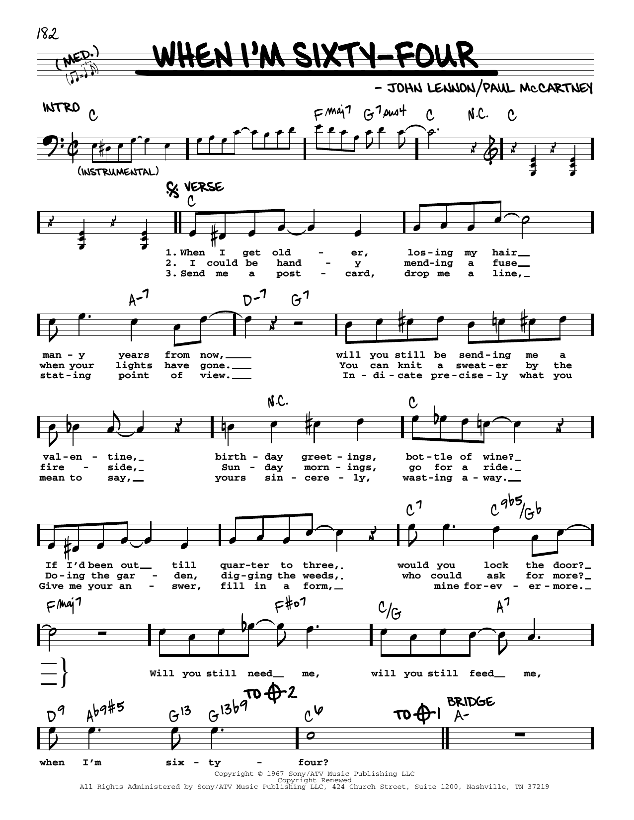 The Beatles When I'm Sixty-Four [Jazz version] sheet music notes and chords. Download Printable PDF.