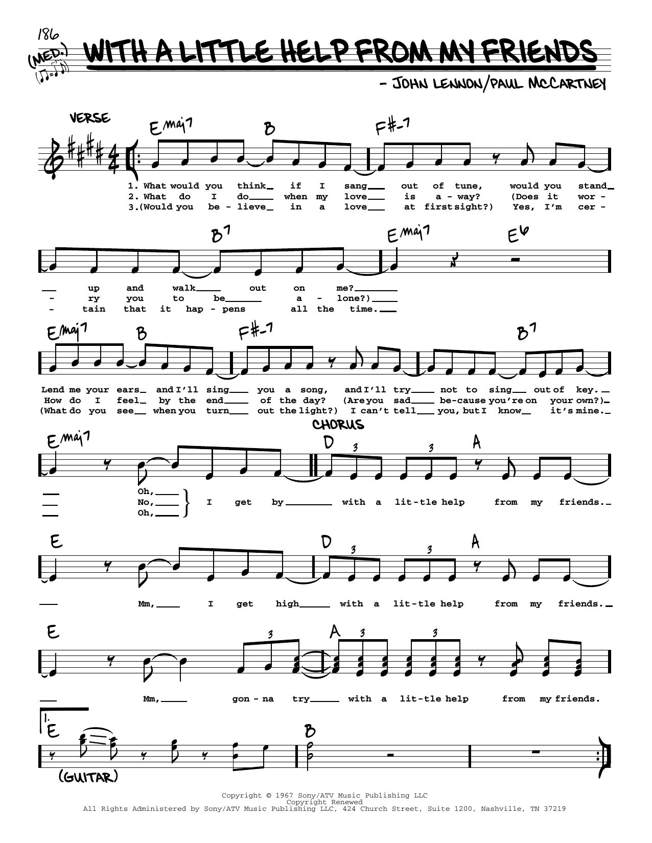 The Beatles With A Little Help From My Friends [Jazz version] sheet music notes and chords. Download Printable PDF.