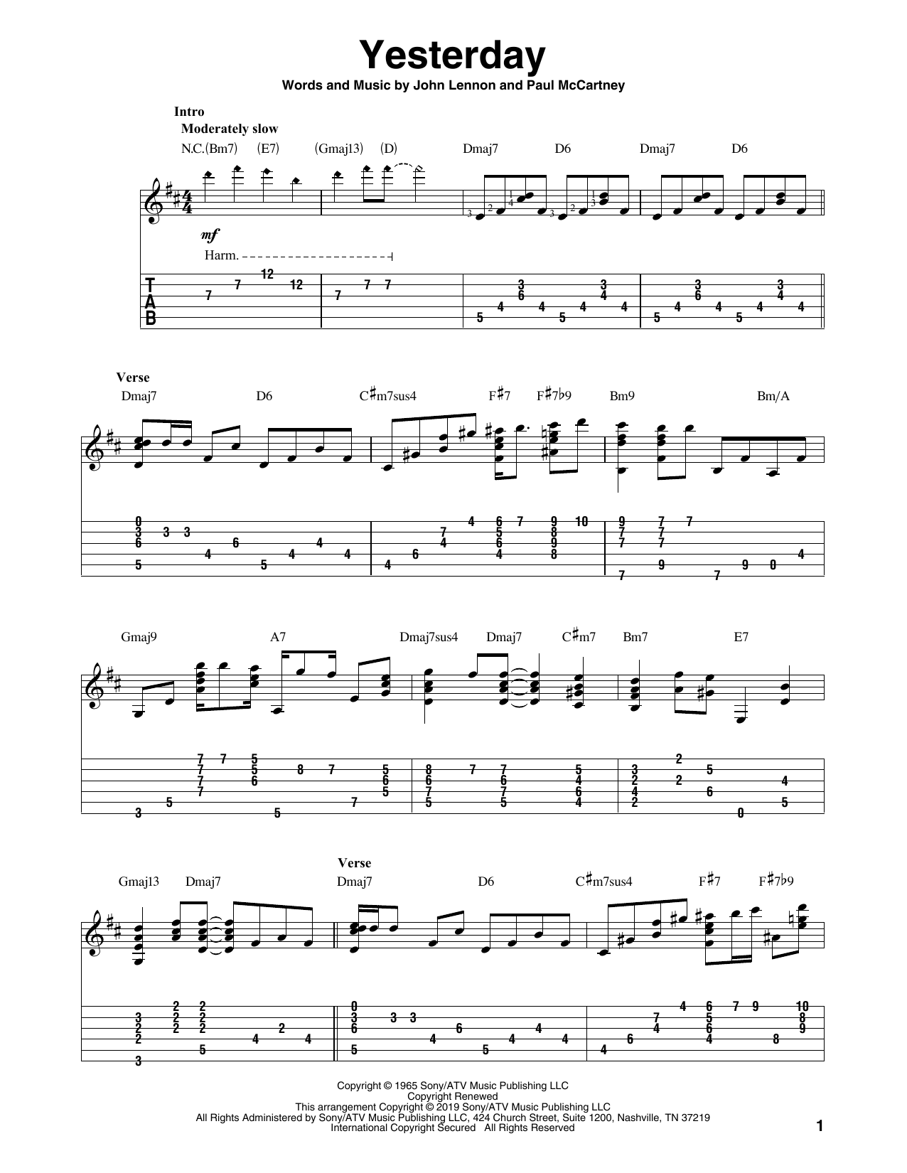 The Beatles Yesterday (arr. Bill LaFleur) sheet music notes and chords. Download Printable PDF.