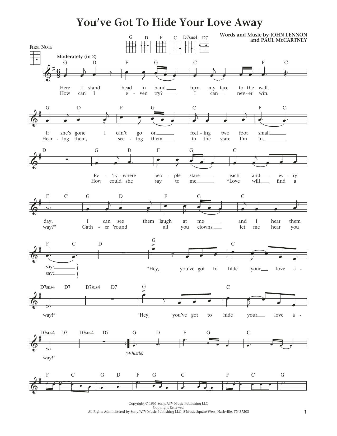 Learn to play The Beatles You've Got To Hide Your Love Away (from The Daily Ukulele) (arr. Liz and Jim Beloff) sheet music for Ukulele in minutes. Price: 5.9900$ The Beatles You've Got To Hide Your Love Away (from The Daily Ukulele) (arr. Liz and Jim Beloff) sheet music notes and chords arranged for Ukulele
