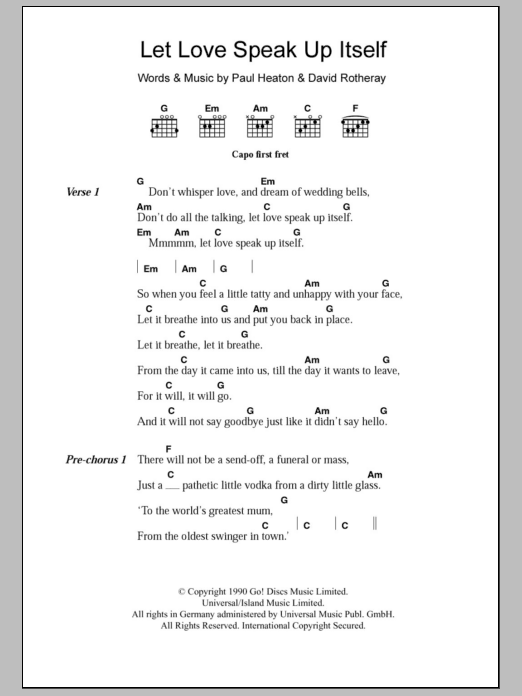 The Beautiful South Let Love Speak Up Itself sheet music notes and chords. Download Printable PDF.