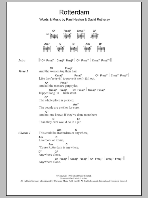 The Beautiful South Rotterdam sheet music notes and chords. Download Printable PDF.