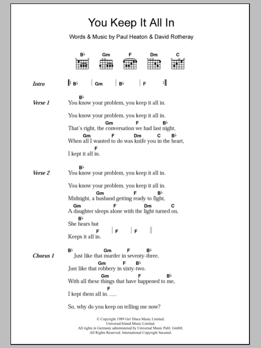 The Beautiful South You Keep It All In sheet music notes and chords. Download Printable PDF.