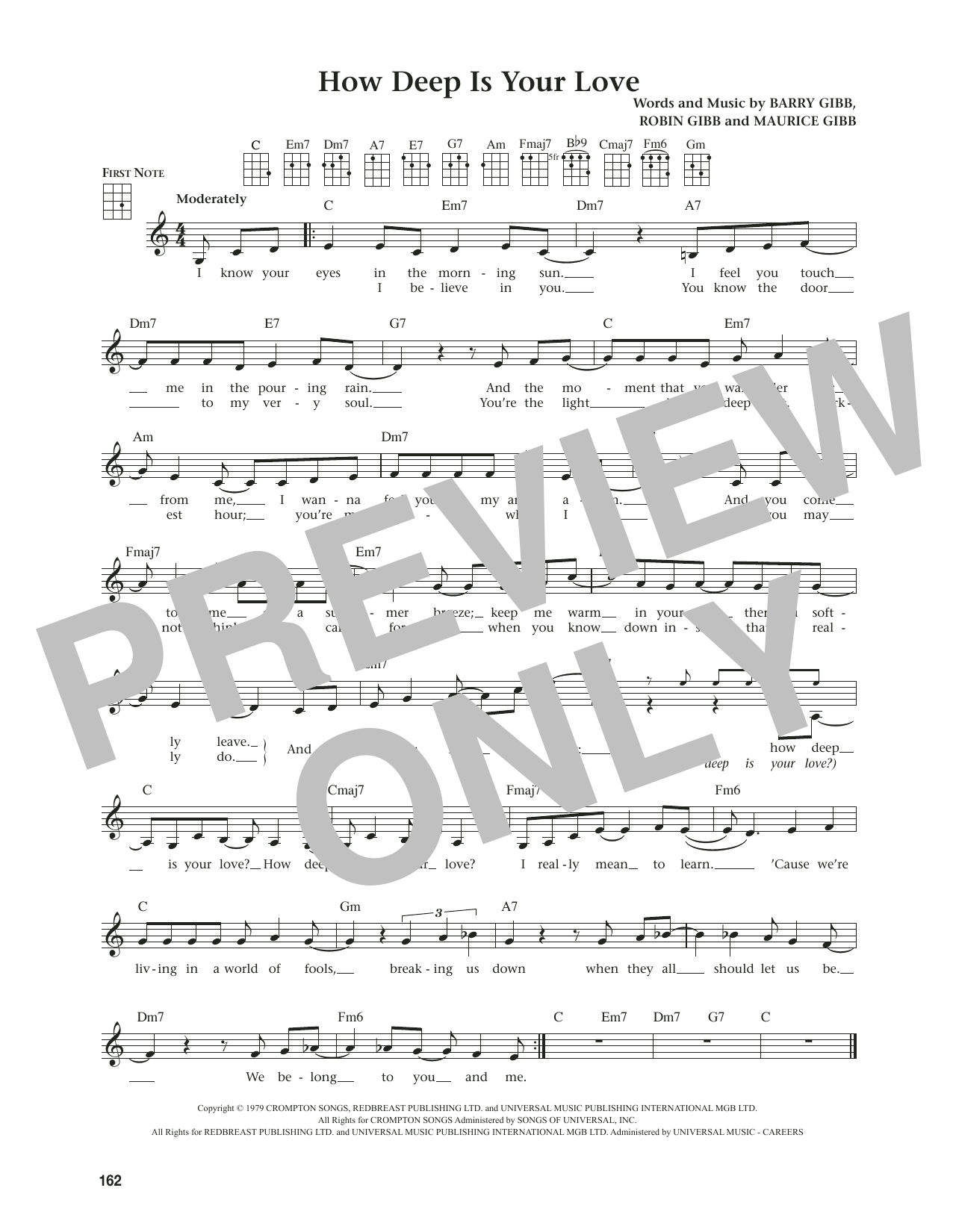 The Bee Gees How Deep Is Your Love (from The Daily Ukulele) (arr. Jim Beloff) sheet music notes and chords. Download Printable PDF.