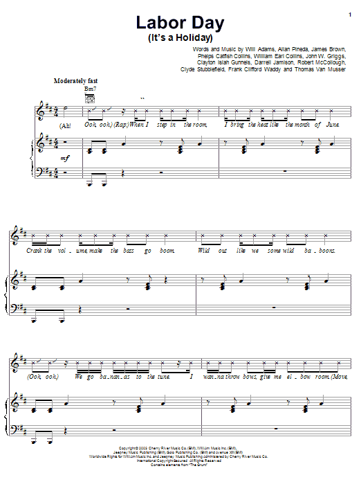 Learn to play The Black Eyed Peas Labor Day (It's A Holiday) sheet music for Piano, Vocal & Guitar Chords (Right-Hand Melody) in minutes. Price: 7.8900$ The Black Eyed Peas Labor Day (It's A Holiday) sheet music notes and chords arranged for Piano, Vocal & Guitar Chords (Right-Hand Melody)