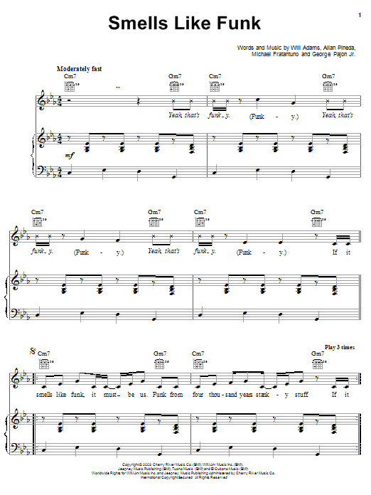 Learn to play The Black Eyed Peas Smells Like Funk sheet music for Piano, Vocal & Guitar Chords (Right-Hand Melody) in minutes. Price: 7.8900$ The Black Eyed Peas Smells Like Funk sheet music notes and chords arranged for Piano, Vocal & Guitar Chords (Right-Hand Melody)