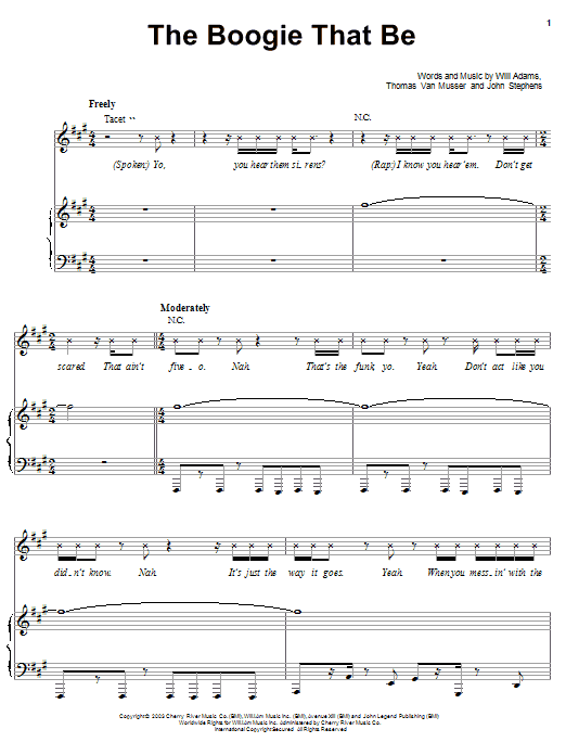 Learn to play The Black Eyed Peas The Boogie That Be sheet music for Piano, Vocal & Guitar Chords (Right-Hand Melody) in minutes. Price: 7.8900$ The Black Eyed Peas The Boogie That Be sheet music notes and chords arranged for Piano, Vocal & Guitar Chords (Right-Hand Melody)