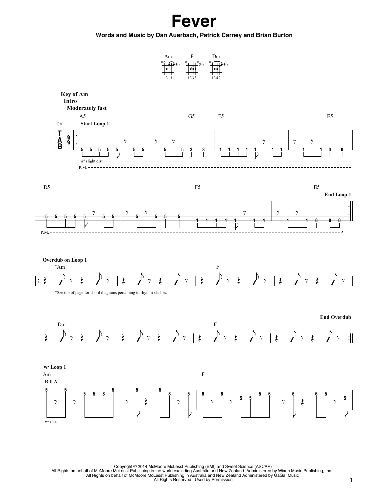 The Black Keys Fever sheet music notes and chords. Download Printable PDF.