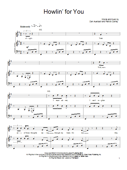 Learn to play The Black Keys Howlin' For You sheet music for Guitar Tab in minutes. Price: 7.8900$ The Black Keys Howlin' For You sheet music notes and chords arranged for Guitar Tab