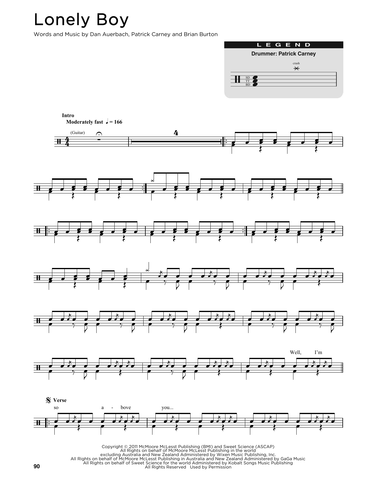 The Black Keys Lonely Boy sheet music notes and chords. Download Printable PDF.