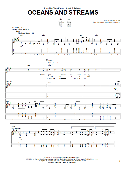 Learn to play The Black Keys Oceans And Streams sheet music for Guitar Tab in minutes. Price: 7.8900$ The Black Keys Oceans And Streams sheet music notes and chords arranged for Guitar Tab