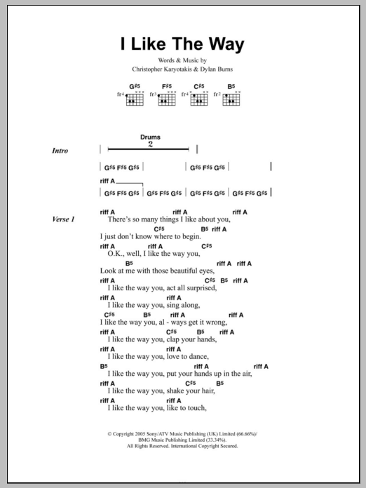 The Bodyrockers I Like The Way sheet music notes and chords. Download Printable PDF.