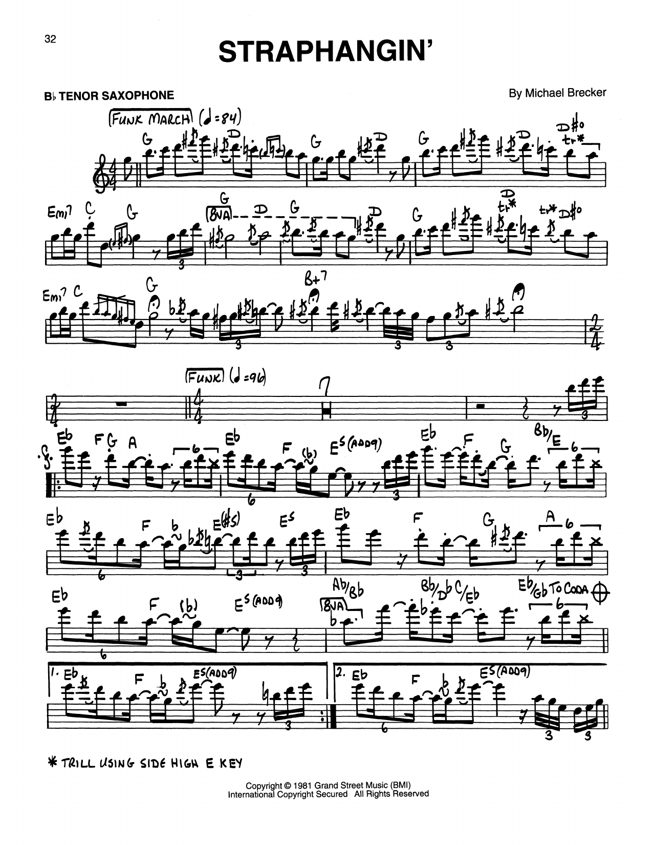 Learn to play The Brecker Brothers Straphangin' sheet music for Tenor Sax Transcription in minutes. Price: 5.9900$ The Brecker Brothers Straphangin' sheet music notes and chords arranged for Tenor Sax Transcription