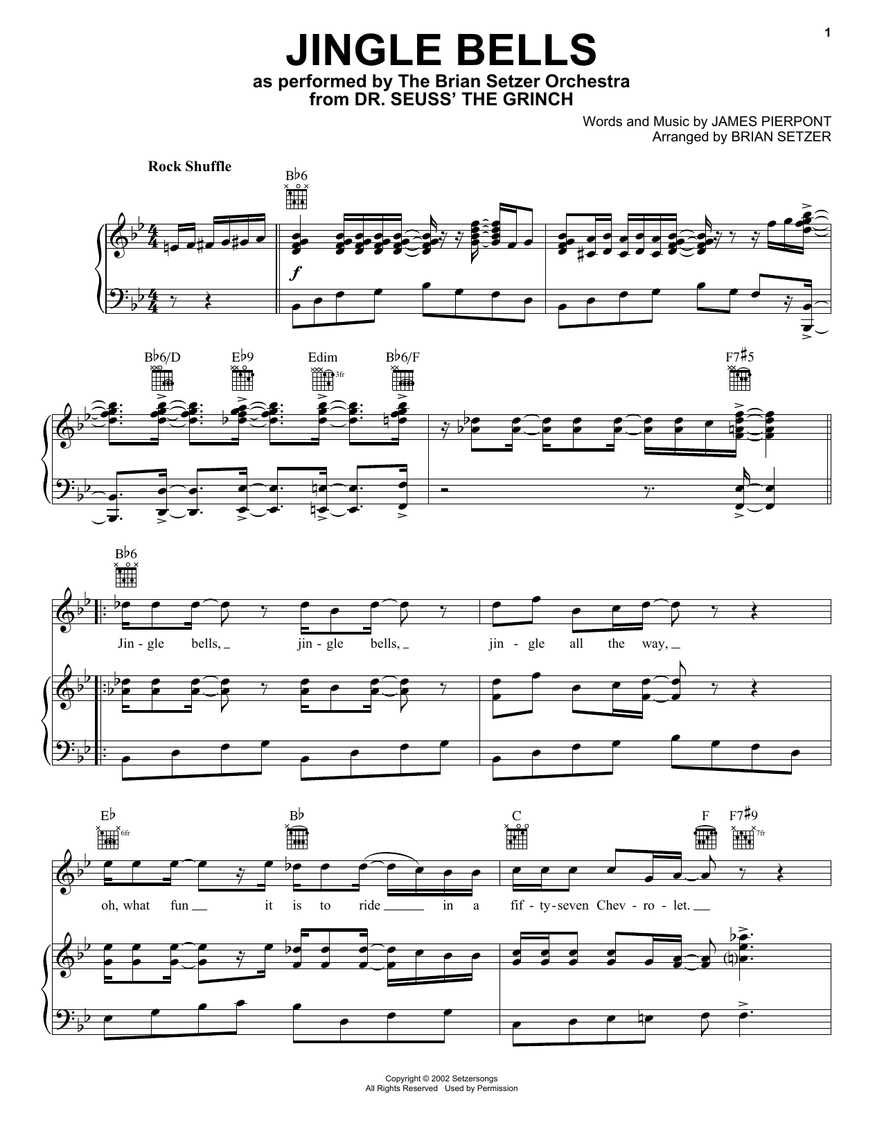 The Brian Setzer Orchestra Jingle Bells sheet music notes and chords. Download Printable PDF.