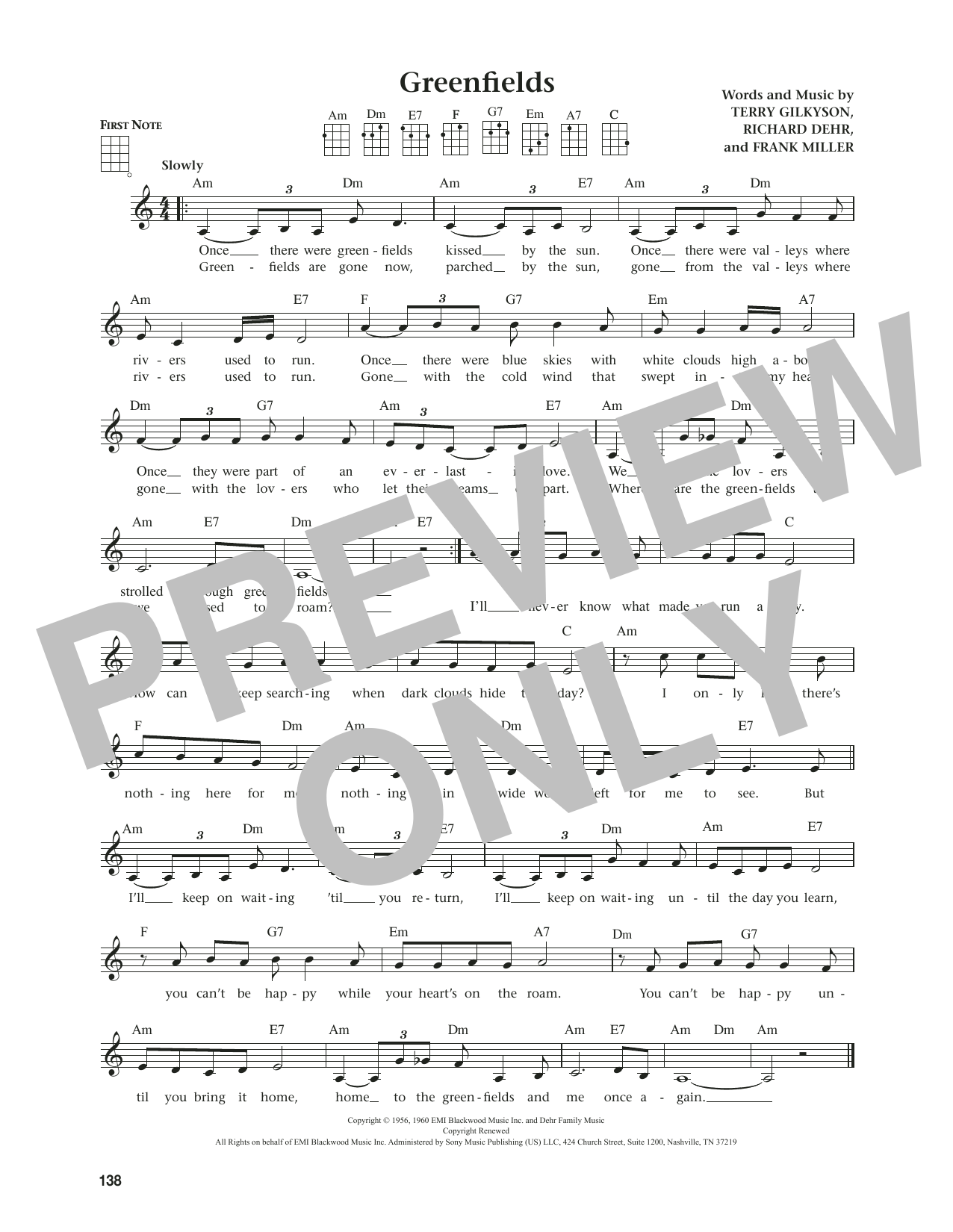 The Brothers Four Greenfields (from The Daily Ukulele) (arr. Jim Beloff) sheet music notes and chords. Download Printable PDF.