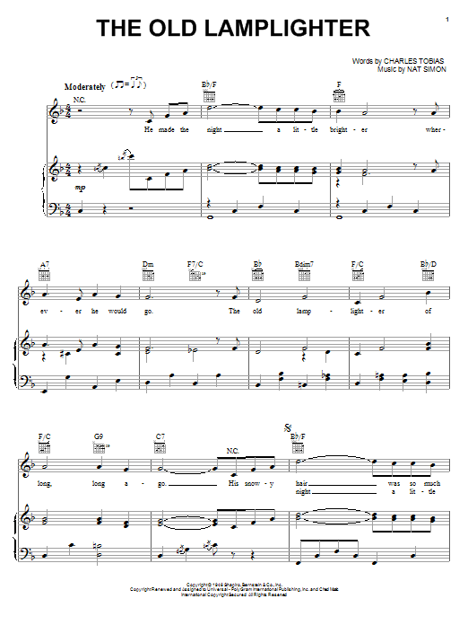 Learn to play The Browns The Old Lamplighter sheet music for Piano, Vocal & Guitar Chords (Right-Hand Melody) in minutes. Price: 7.8900$ The Browns The Old Lamplighter sheet music notes and chords arranged for Piano, Vocal & Guitar Chords (Right-Hand Melody)