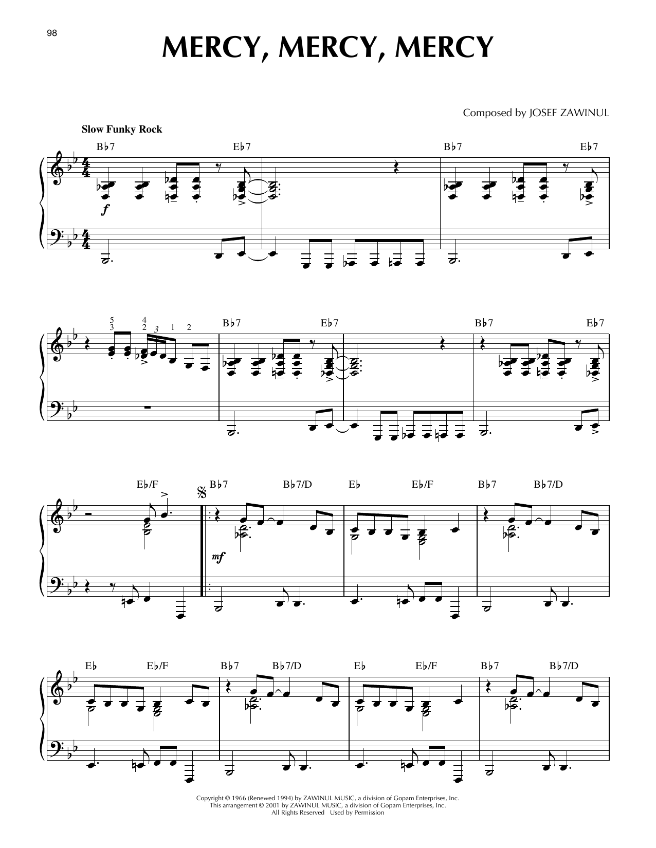 The Buckinghams Mercy, Mercy, Mercy (arr. Brent Edstrom) [Jazz version] sheet music notes and chords. Download Printable PDF.