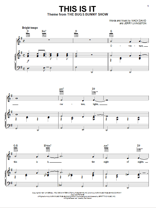 The Bugs Bunny Show This Is It sheet music notes and chords. Download Printable PDF.