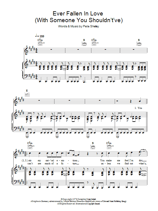 The Buzzcocks Ever Fallen In Love (With Someone You Shouldn't've) sheet music notes and chords. Download Printable PDF.