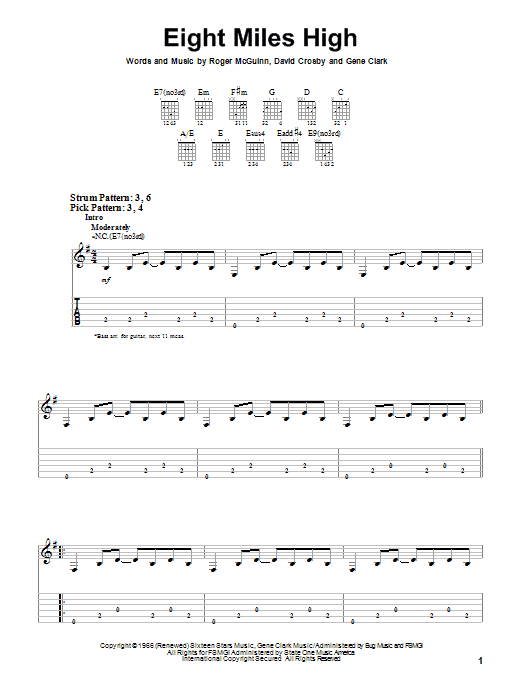 The Byrds Eight Miles High sheet music notes and chords. Download Printable PDF.